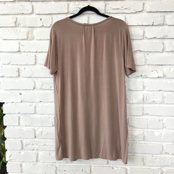 💥Sale! POL Sand Long Loose V-Beck Soft T-Shirt - Picture 4 of 7